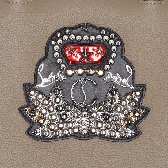 Christian Louboutin Trick Track Large Handbag 1175038 Khaki Leather - Picture 2 of 5